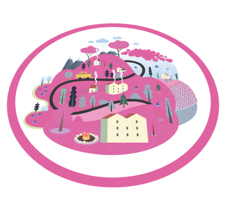 道路 ビニールマット カラフルな村の風景 - TENSTICKERS