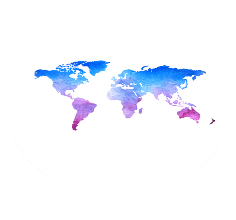 世界地図 ビニールマット 円形水彩テクスチャ - TENSTICKERS