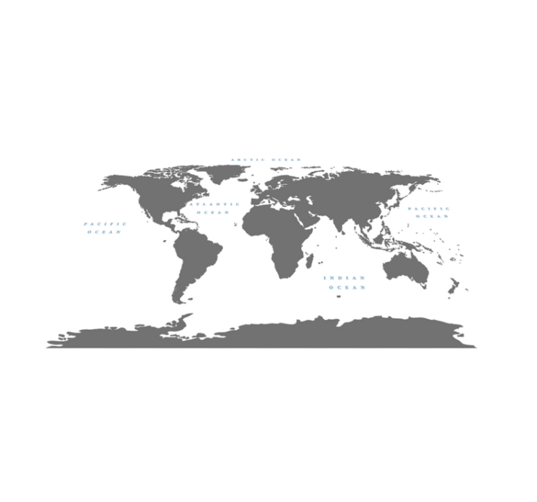 リビングルーム ビニールマット スタイライズドワールドマップ - TENSTICKERS