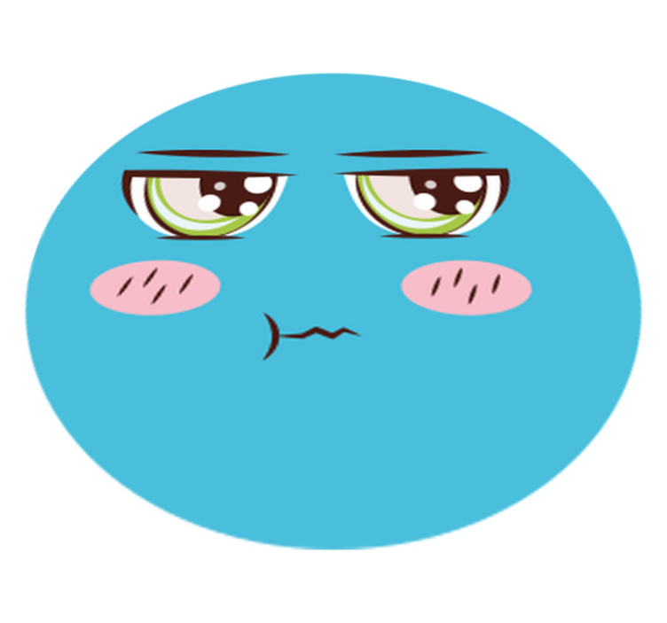 円形 ビニールマット 悲しいマンガ顔 - TENSTICKERS