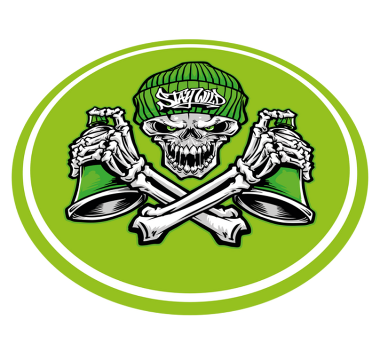 円形 ビニールマット 骸骨とドリンク - TENSTICKERS