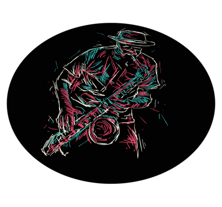 円形 ビニールマット ジャズミュージシャンパフォーマンス - TENSTICKERS