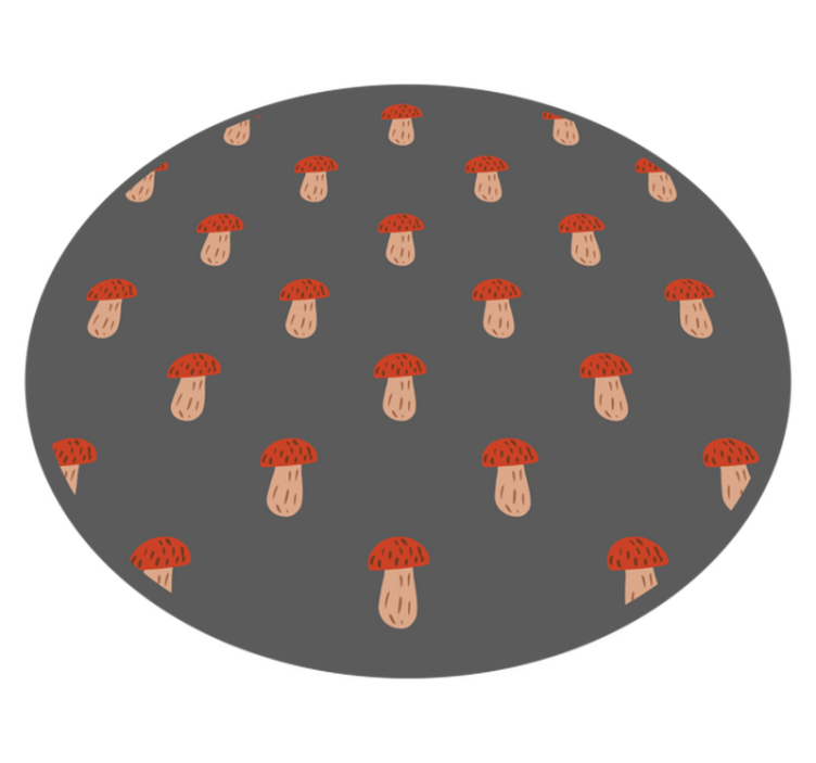 キッチン マット ビニール きのこ柄ラウンド - TENSTICKERS