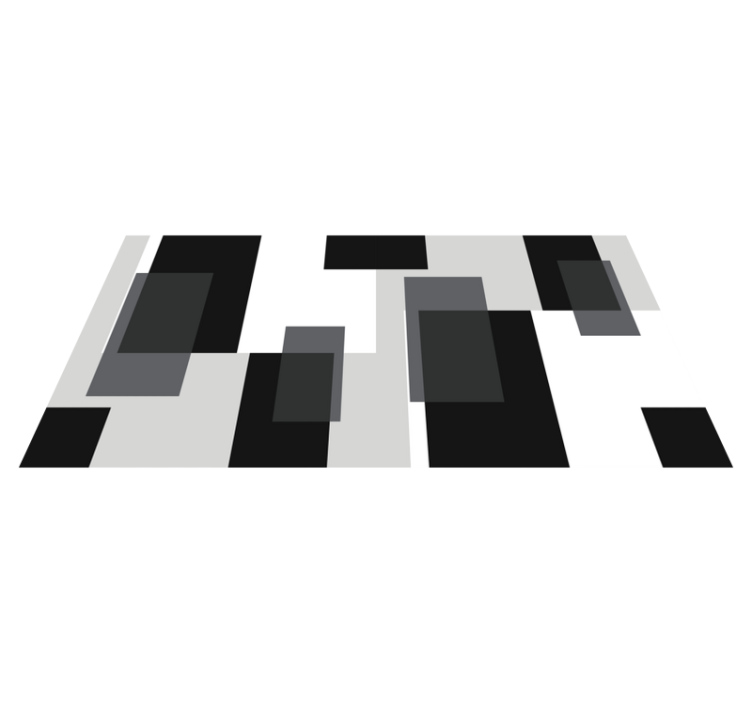 ミニマリスト ビニールマット モノクロ抽象ブロック - TENSTICKERS