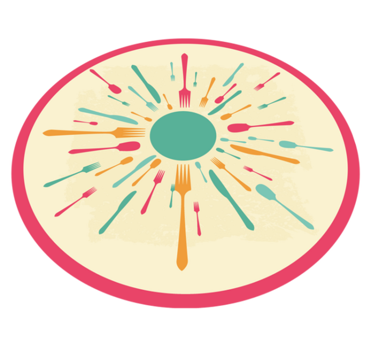 キッチン マット ビニール カラフルなカトラリーのバースト - TENSTICKERS