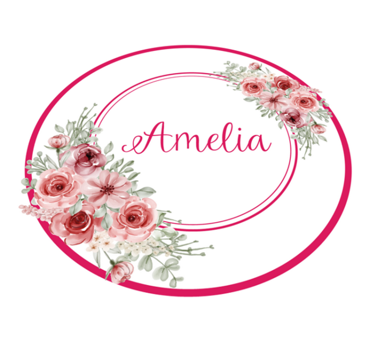 寝室 ビニールマット 名前入りフラワーモノグラム - TENSTICKERS