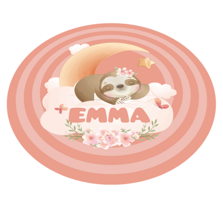 名前の赤ちゃんのプレイマットとかわいい動物ナマケモノ - TENSTICKERS