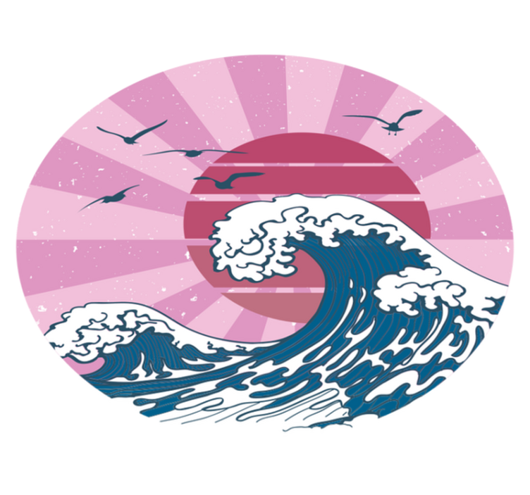 幾何学的なビニールマット神奈川のピンクの波 - TENSTICKERS