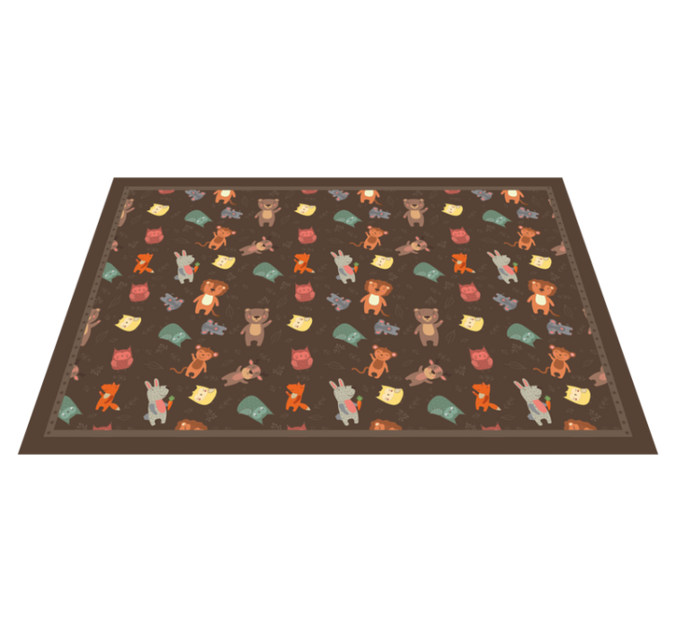 かわいい野生動物とフクロウのリビングルームの敷物 - TENSTICKERS