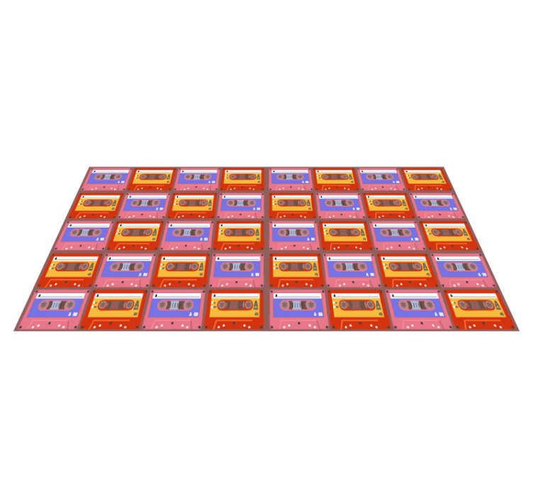 赤とピンクの80年代のカセットパターンのヴィンテージラグ - TENSTICKERS