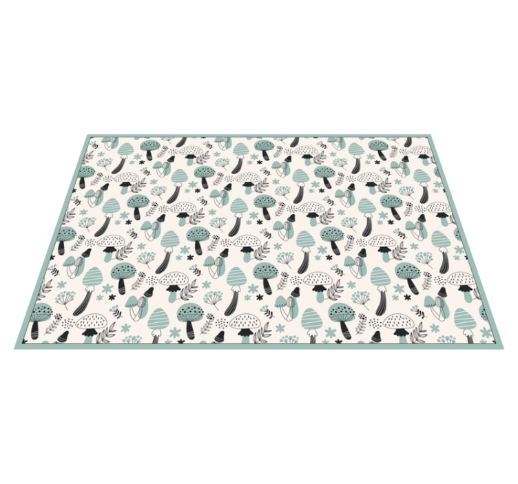 ライトブルーブラウンマッシュルーム柄フローラルラグ - TENSTICKERS