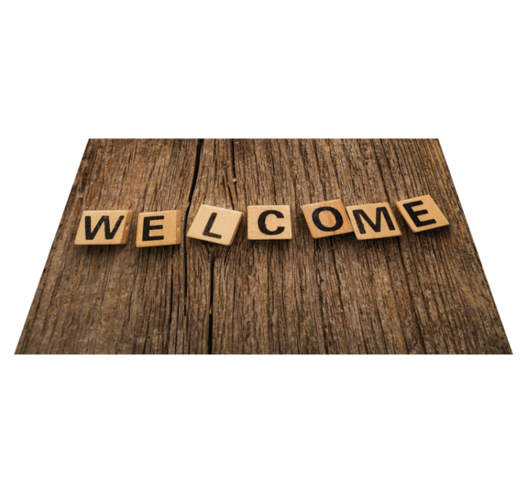 フレーズ ビニールマット 木製アルファベット歓迎 - TENSTICKERS