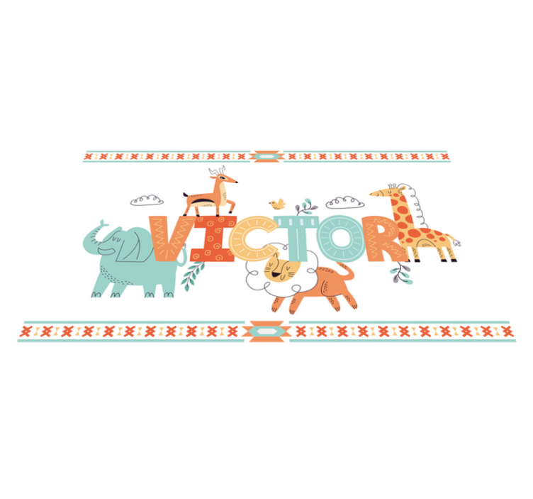 名前 ビニールマット パーソナライズされたサファリテーマ - TENSTICKERS