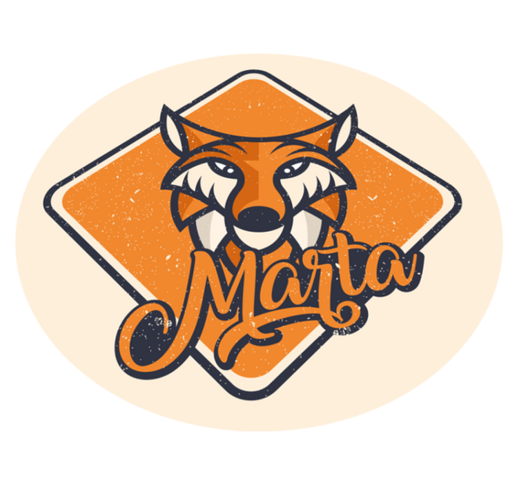 名前 ビニールマット カスタマイズ可能な賢いキツネ - TENSTICKERS