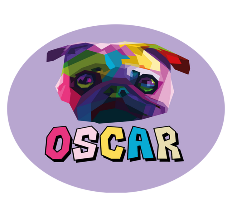 名前 ビニールマット 幾何学的な犬のイラスト - TENSTICKERS