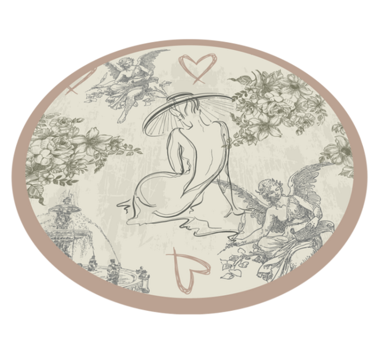 円形 ビニールマット 円形の天使の花のモチーフ - TENSTICKERS