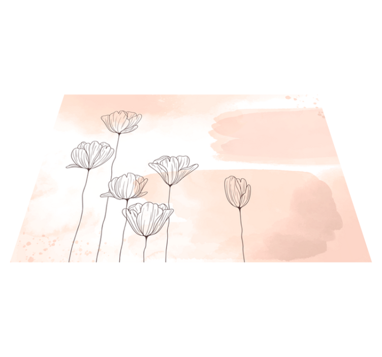 花のラインビニールフローラルラグ - TENSTICKERS