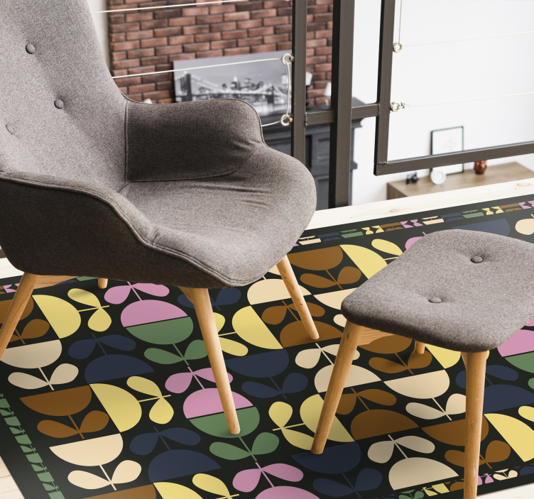 ビニール タイル カーペット 鮮やかな葉のモチーフ - TENSTICKERS