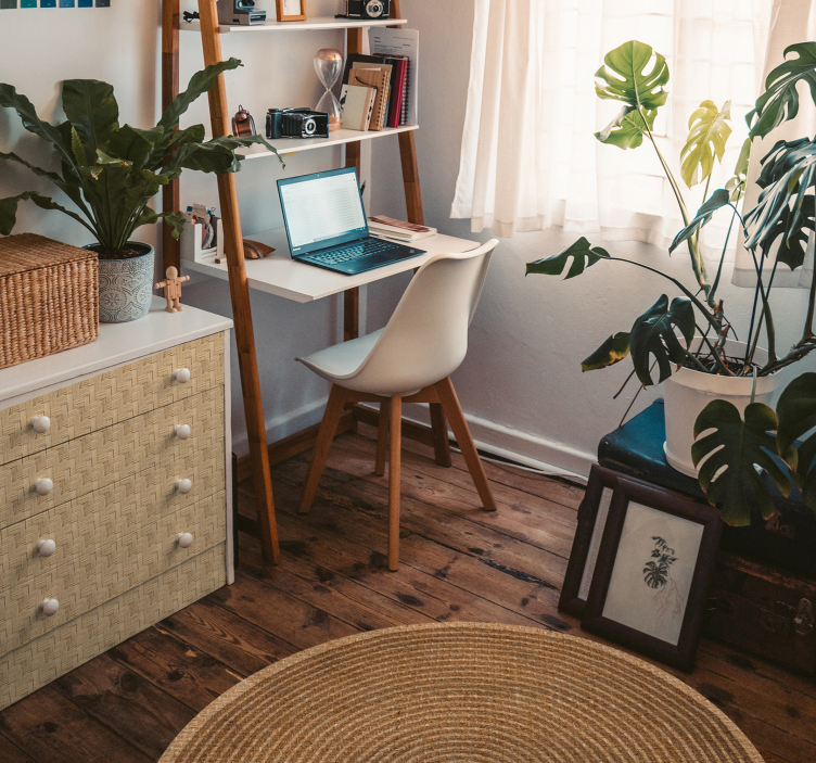 寝室 ビニールマット 自然な円形織り - TENSTICKERS