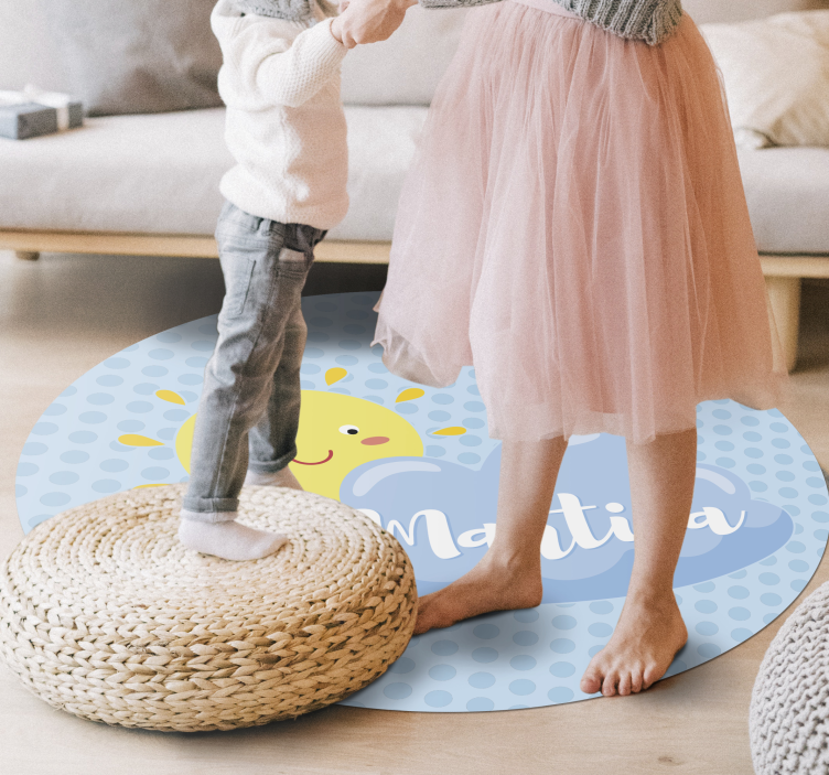 壁画 モアチルドレン 名前入りの太陽と雲 - TENSTICKERS