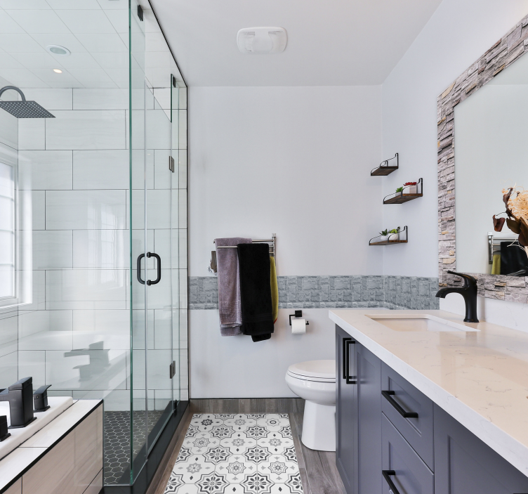 キッチン マット ビニール エレガントなグレーのパターン - TENSTICKERS