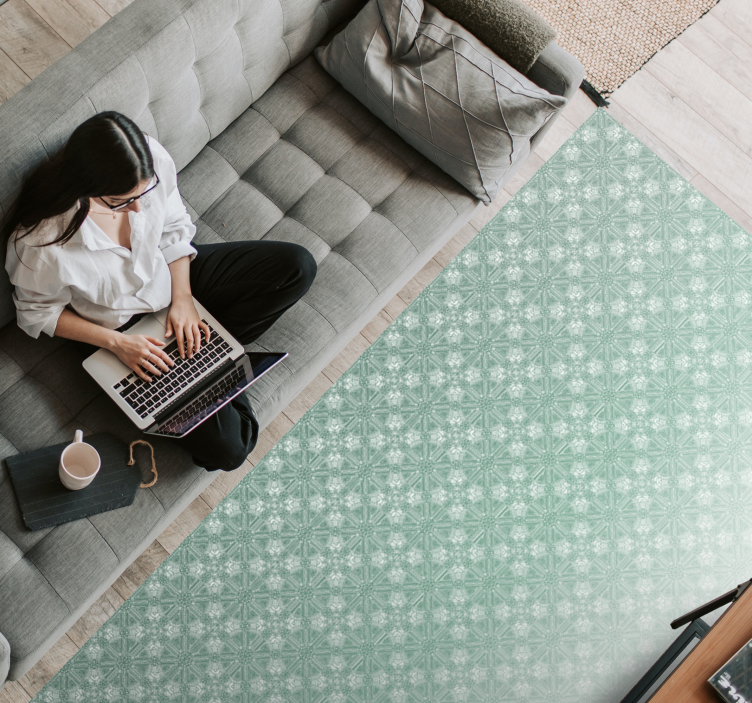 寝室 ビニールマット ミントグリーンの模様 - TENSTICKERS