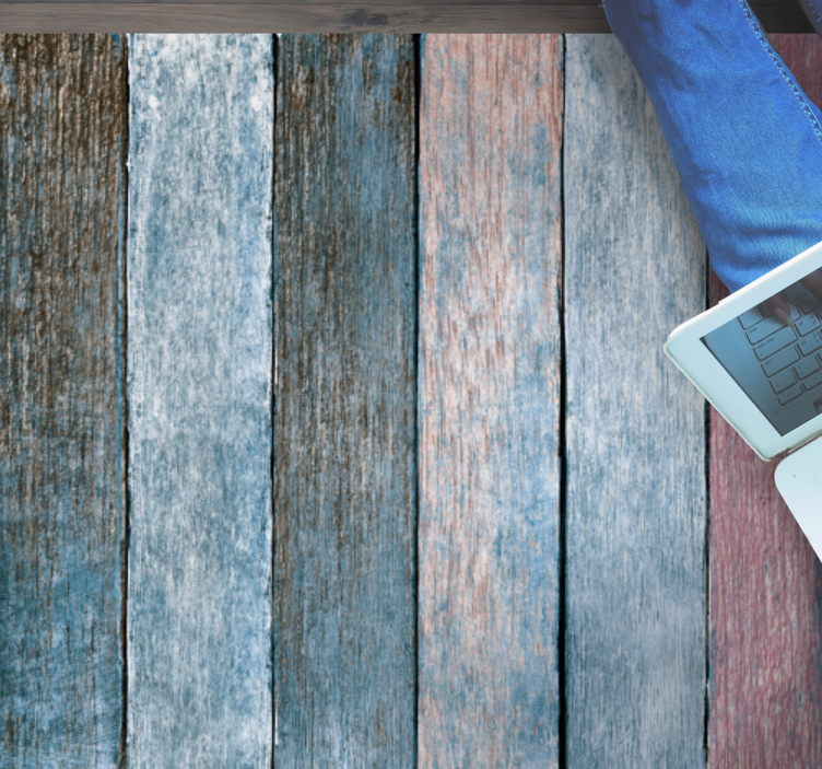 木効果 ビニールマット 青とピンクの板 - TENSTICKERS