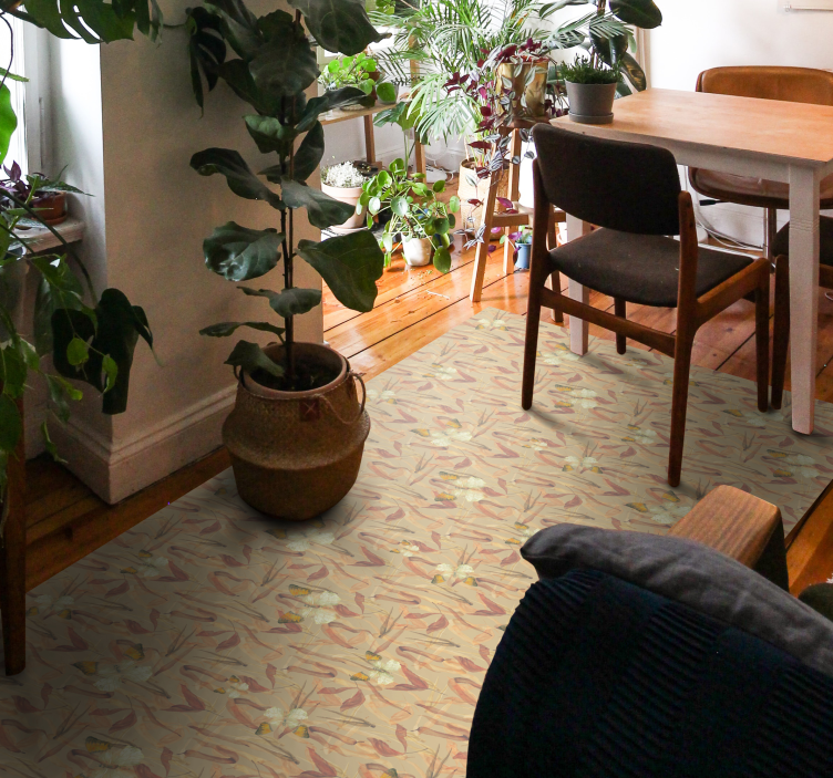 リビングルーム ビニールマット 花柄のアンサンブル - TENSTICKERS