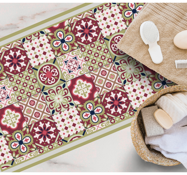 バスルームに1枚ビニールカーペット カラフルな模様のモチーフ - TENSTICKERS