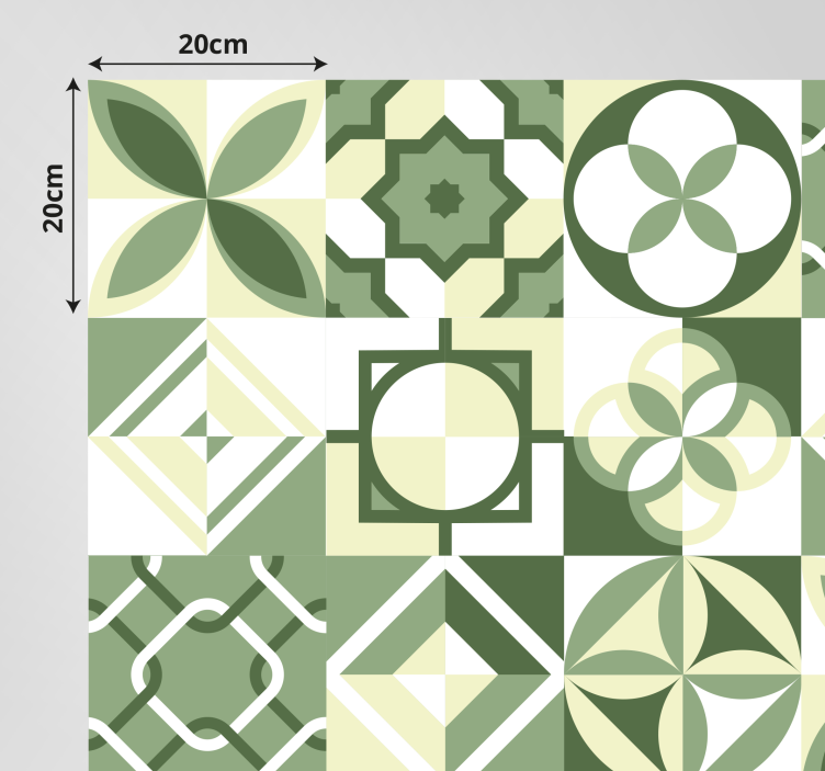 緑の正方形のタイルタイルカーペット - TENSTICKERS