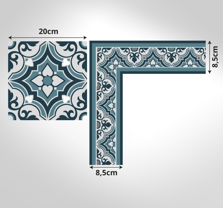 ビニール タイル カーペット エレガントブルーモチーフ - TENSTICKERS