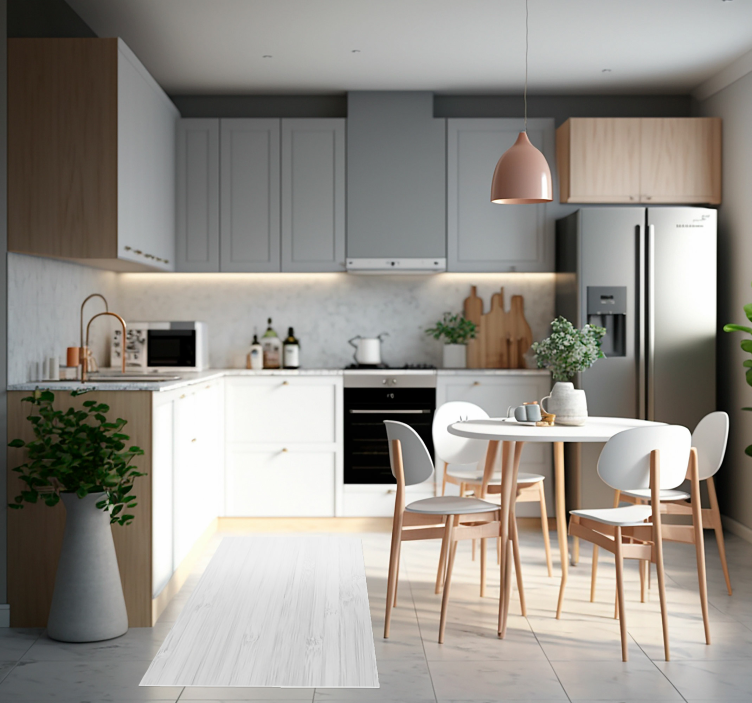 ホワイトウッドキッチンビニールラグ - TENSTICKERS