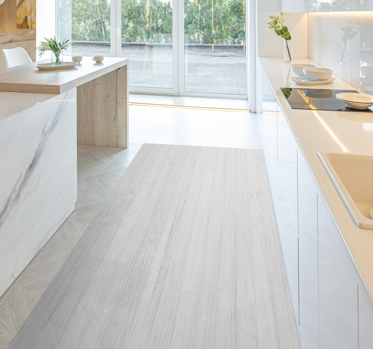 ホワイトウッドキッチンビニールラグ - TENSTICKERS