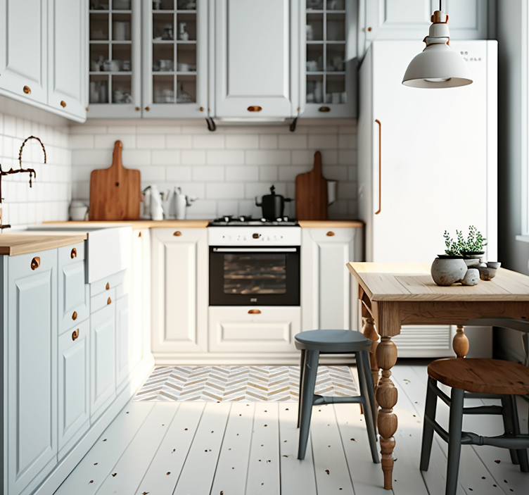 キッチン マット ビニール スタイリッシュなシェブロン - TENSTICKERS