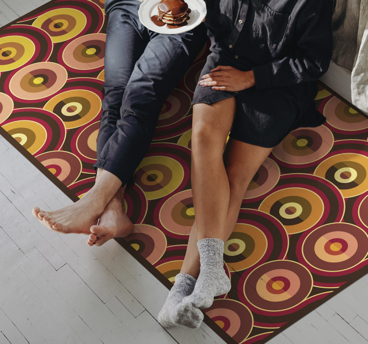 70年代のポップオールドサークルパターンヴィンテージラグ - TENSTICKERS