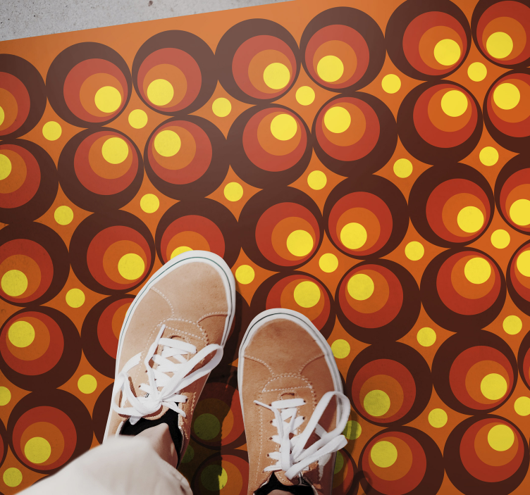 70年代のポップイエローサークルヴィンテージラグ - TENSTICKERS