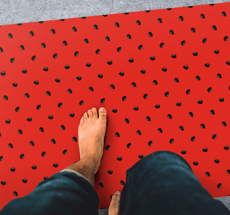 キッチン マット ビニール 赤い種子の模様 - TENSTICKERS