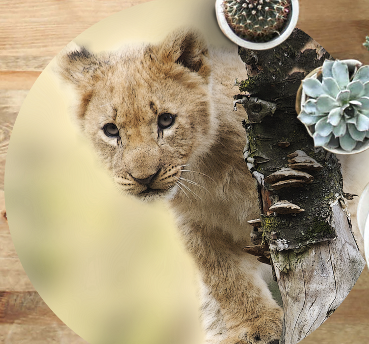 動物柄 ビニール マット 子ライオンの好奇心 - TENSTICKERS