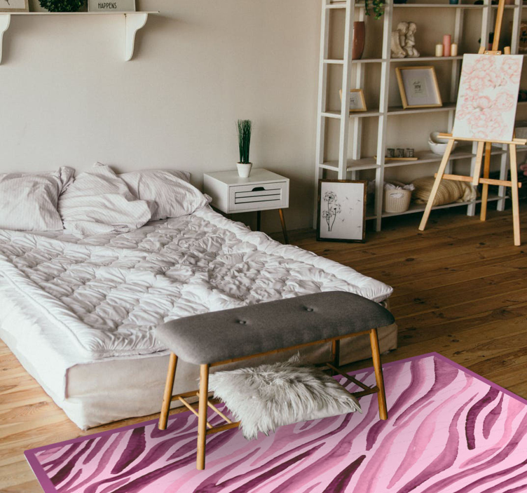 動物柄 ビニール マット ピンクのゼブラストライプ - TENSTICKERS