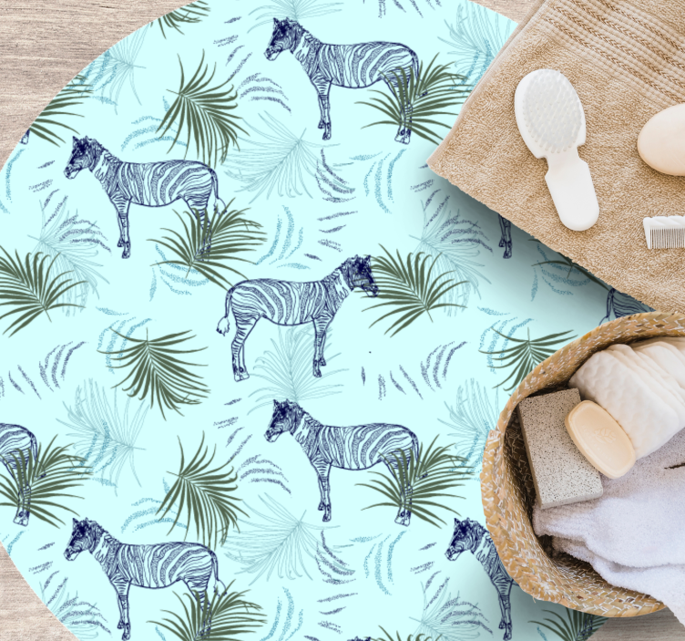 動物ビニールマットゼブラと葉っぱ - TENSTICKERS