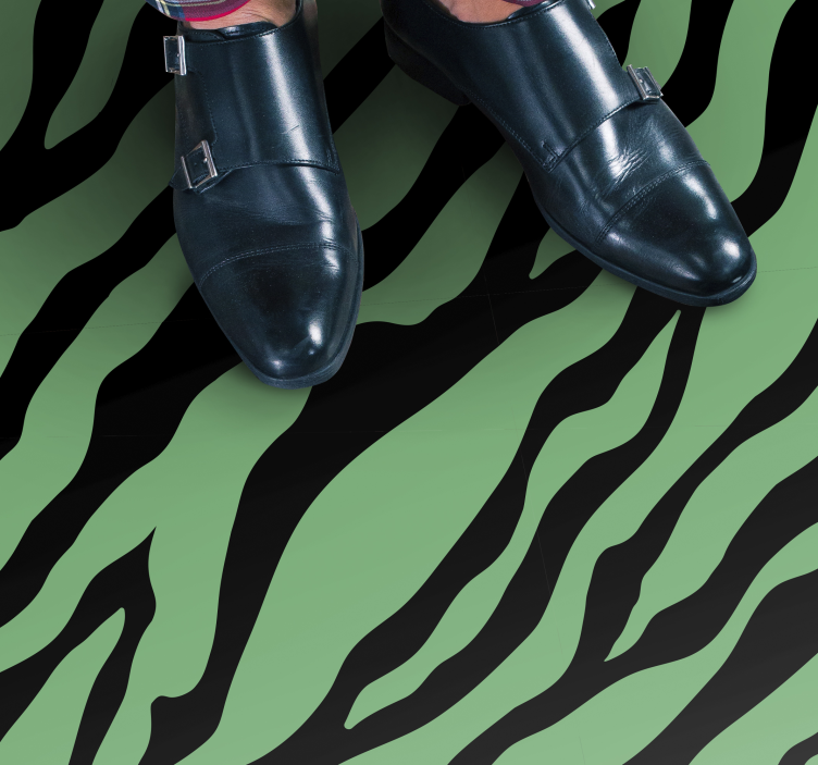 動物柄 ビニール マット ゼブラ グリーン ストライプ - TENSTICKERS