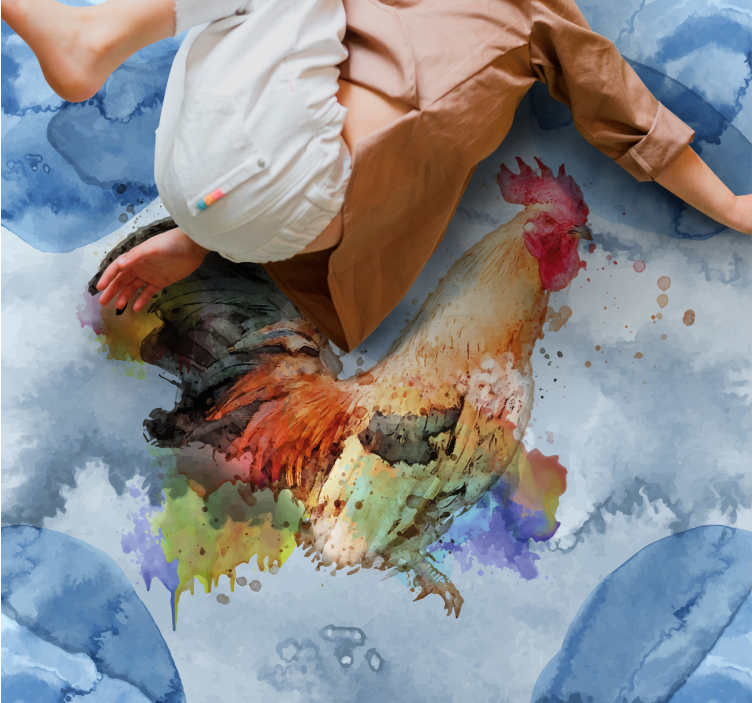 動物 ビニールマット アクアレラの雄鶏 - TENSTICKERS