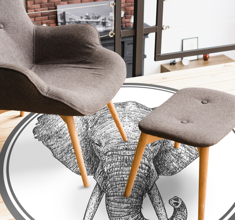 動物 ビニールマット グレーの象のアウトライン - TENSTICKERS