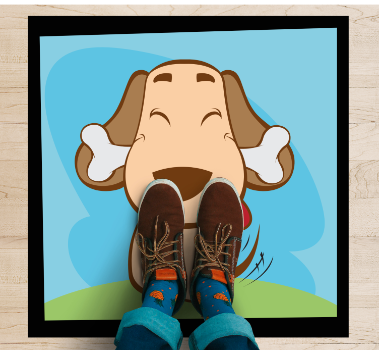 動物 ビニールマット 骨を持つ幸せな犬 - TENSTICKERS