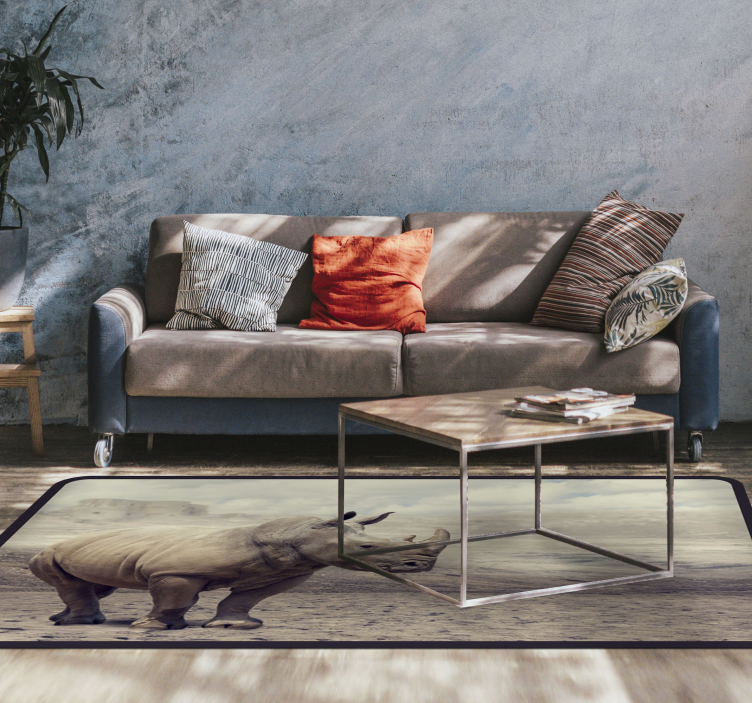 動物 ビニールマット 荘厳なサイの景色 - TENSTICKERS