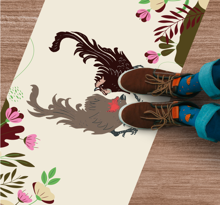 動物 ビニールマット 鳩の花の風景 - TENSTICKERS