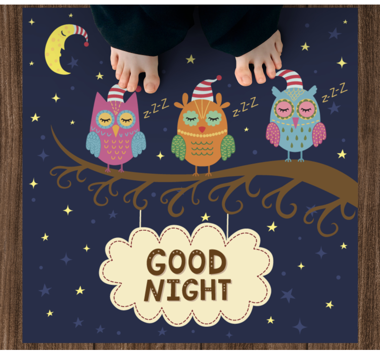 動物 ビニールマット 眠るフクロウトリオ - TENSTICKERS