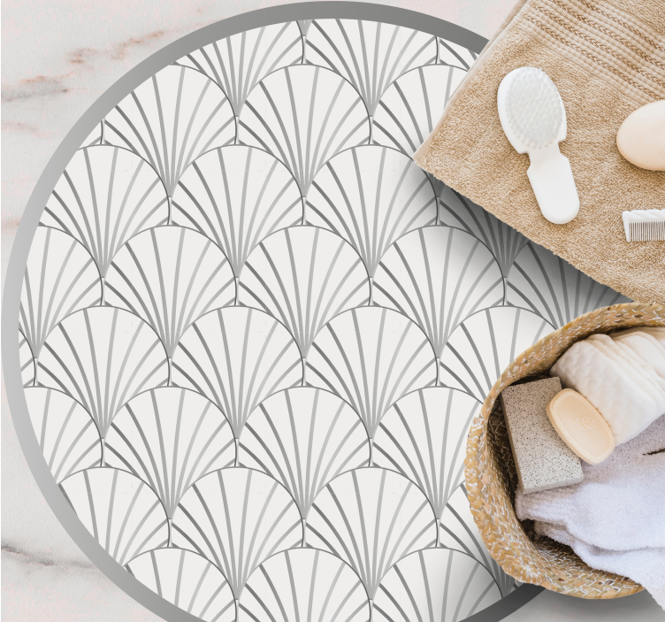 アールデコの白い貝殻パターンタイルカーペット - TENSTICKERS