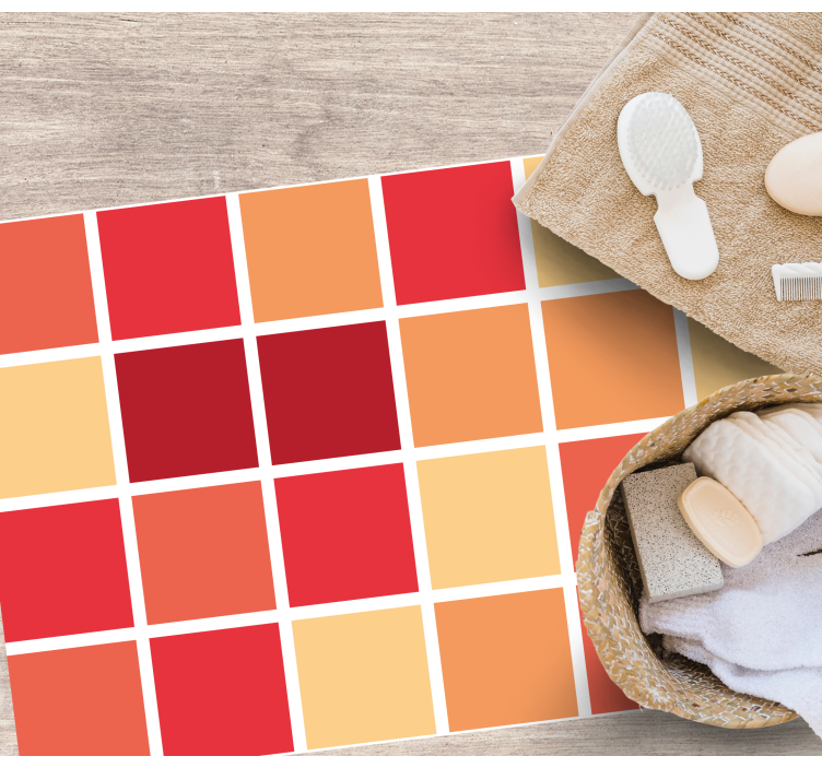 バスルームに1枚ビニールカーペットカラフルな四角模様 - TENSTICKERS