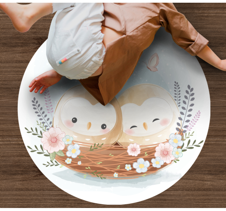 寝室 ビニールマット カップルフクロウの巣 - TENSTICKERS